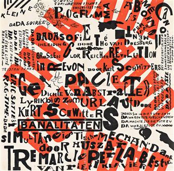 KURT SCHWITTERS (1887-1948) & THEO VAN DOESBURG (1883-1931). KLEINE DADA SOIRÉE. Print and wrapper. 1922. 11¾x12 inches, 30x30½ cm.              